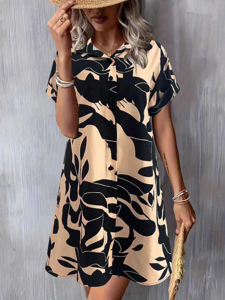 Damen Blusenkleid mit Knopfleiste und floralem Muster W&W Mode