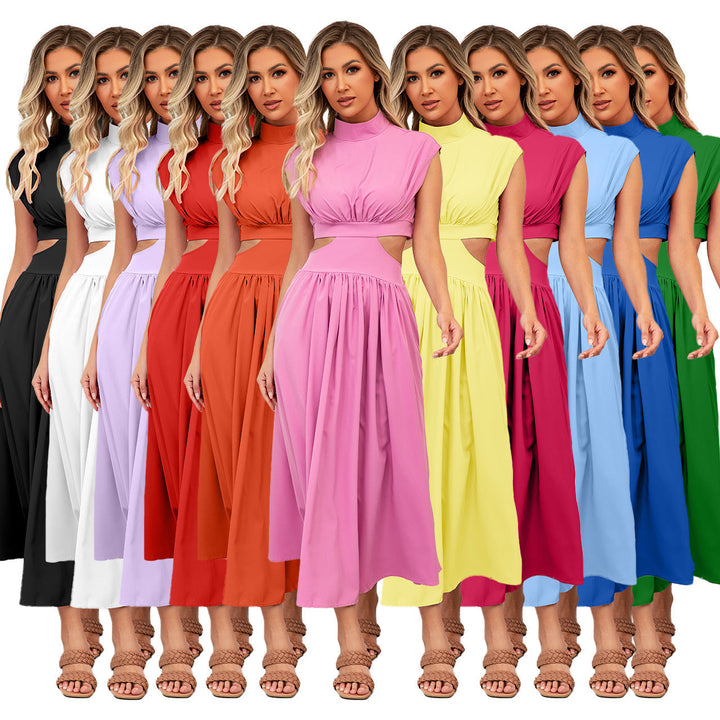Damen Cut-Out Sommerkleid mit hohem Kragen W&W Mode