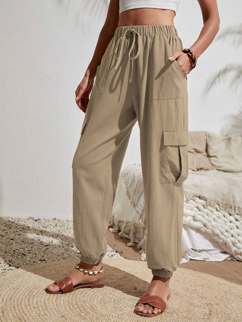 Damen Cargo-Hose mit elastischem Bund und praktischen Seitentaschen W&W Mode
