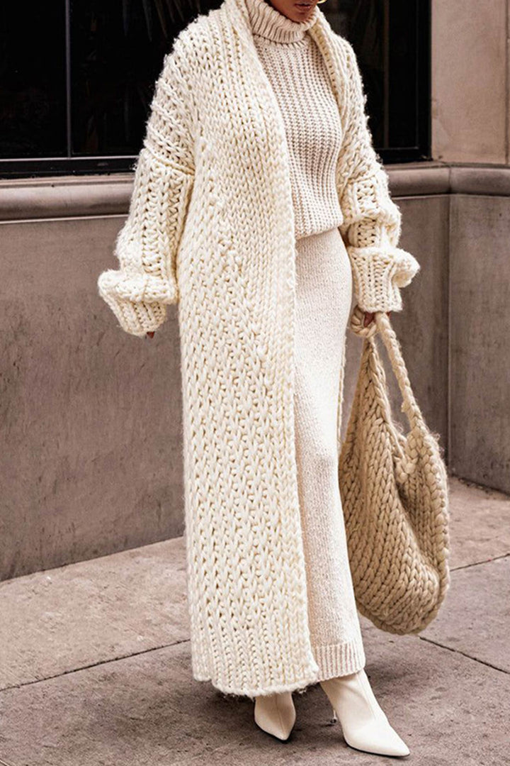 Damen grob gestrickte Strickjacke