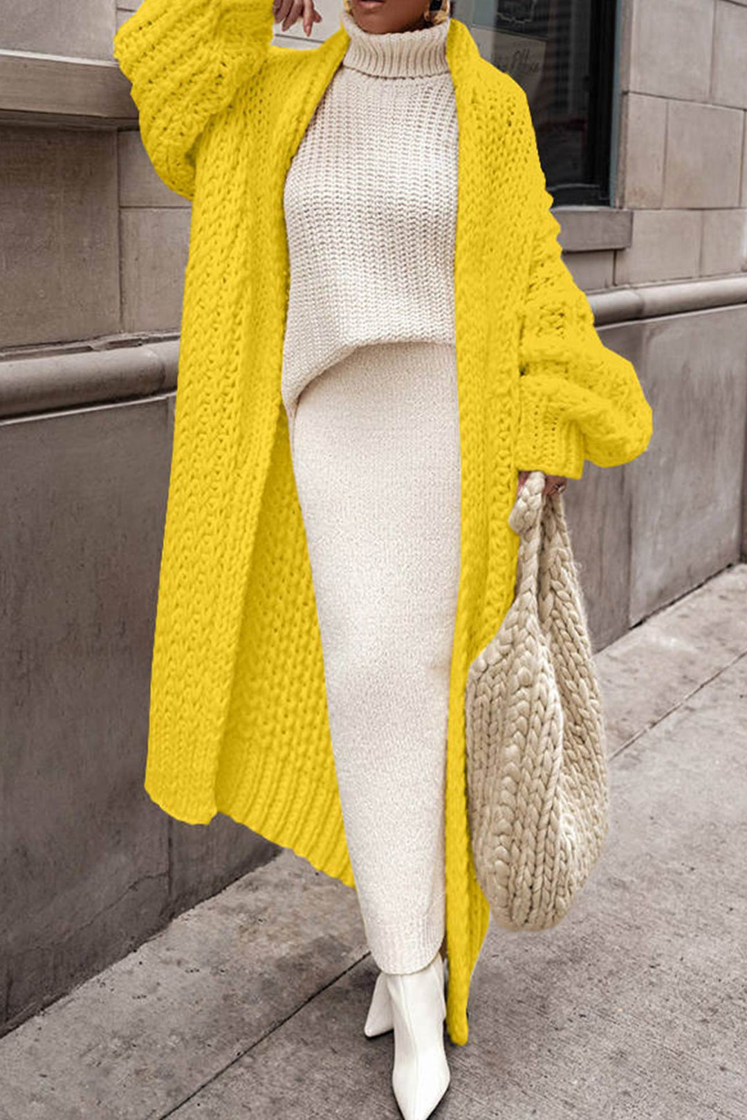 Damen grob gestrickte Strickjacke