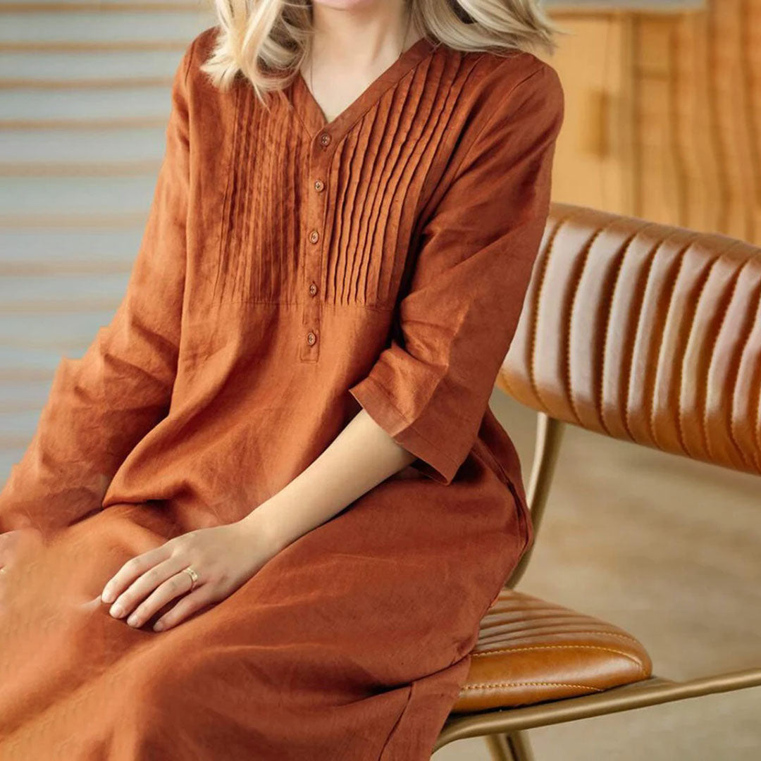 W&W Mode | Orange Leinen Kleid