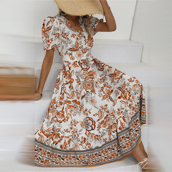 W&W Mode | Elegante Orange Blumenkleid