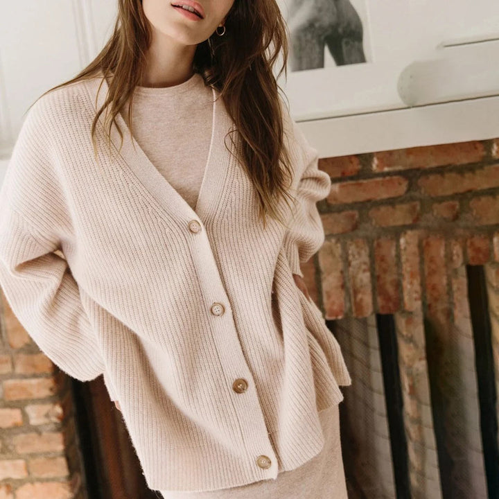 W&W Mode | Warme Knopf-Strickjacke für Damen
