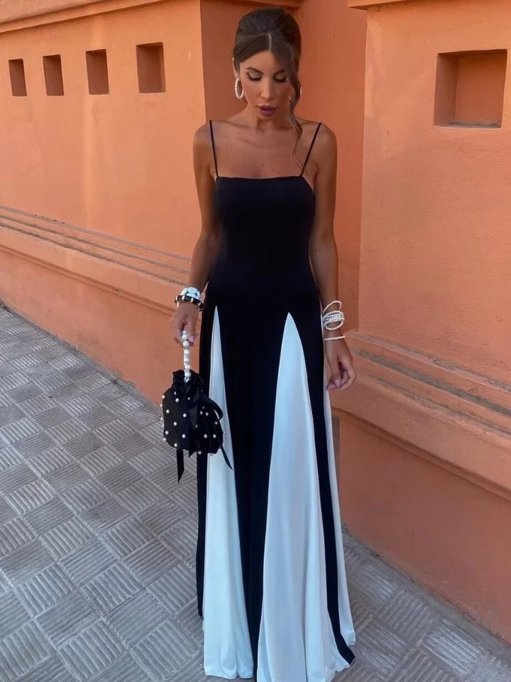 W&W Mode Kleid - Schwarz und weiß geteilt - Polyester - Sommer