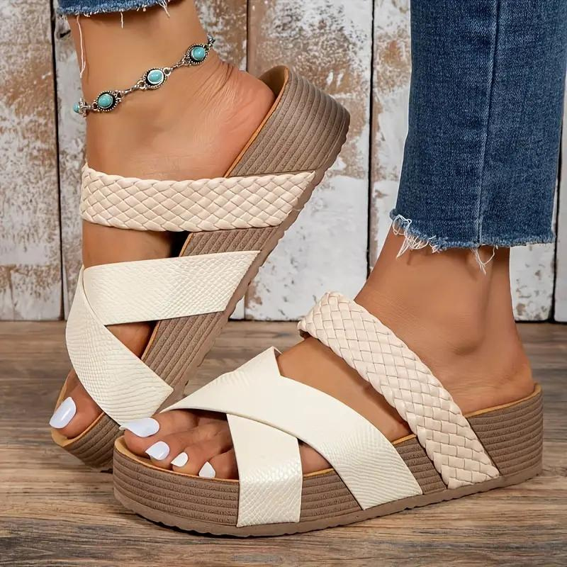 W&W Mode | Hausschuhe Slip On Kreuzriemen Schuhe für den Sommer Damen Sandalen