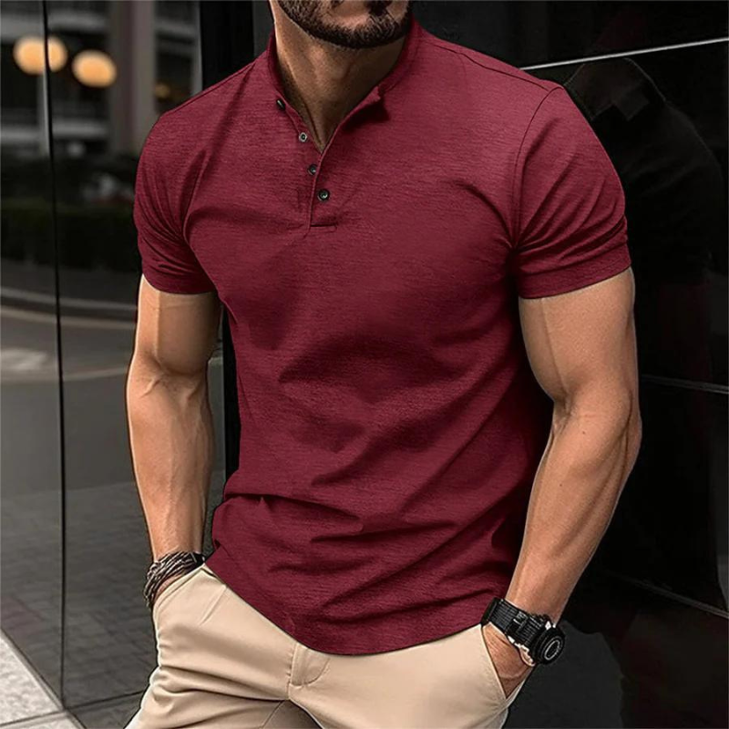 W&W Mode | Poloshirt, Kurze Ärmel, Knöpfe, T-Shirt, Herrenbekleidung