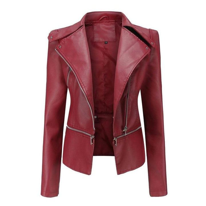 W&W Mode | Gothic Soft Leather Jacket with Lapel and Breathable Zipper Design