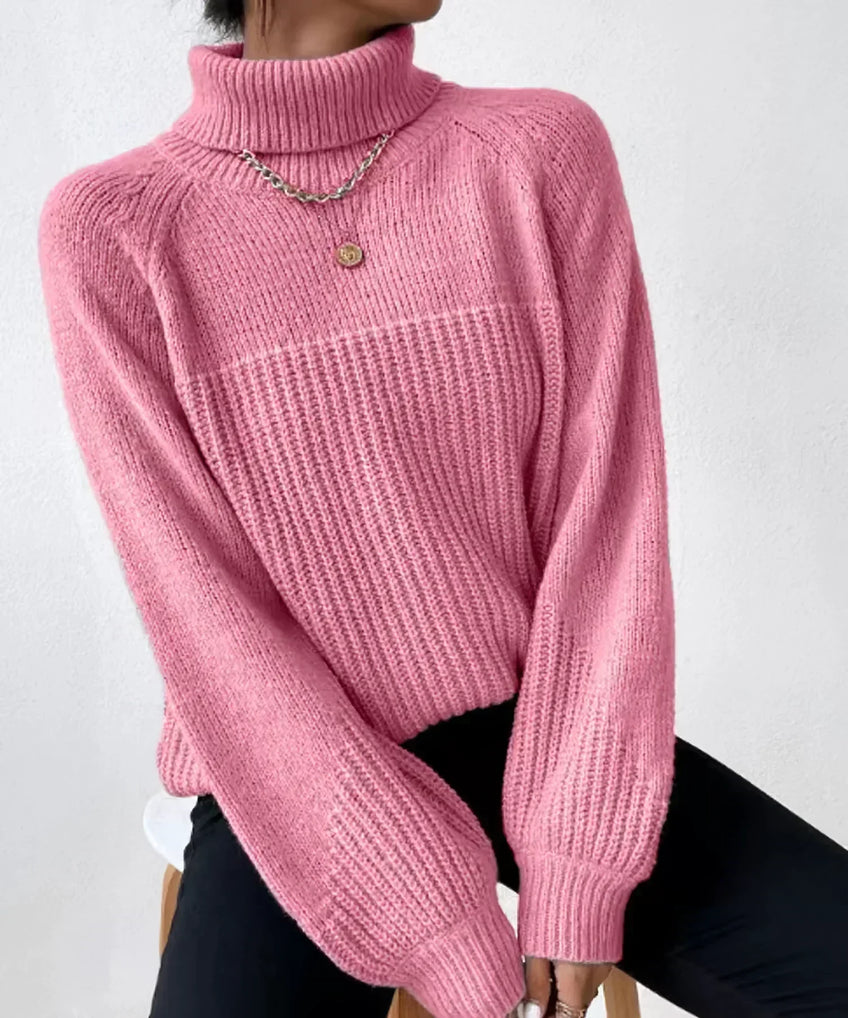 W&W Mode | Legere Herbst Warme Strickrollkragenpullover für Frauen