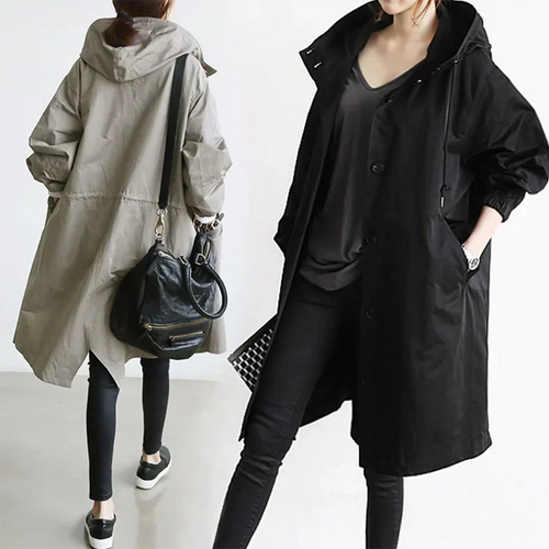 W&W Mode | Mit Kapuze Übergroß Parka Jacke Regenjacke für Damen