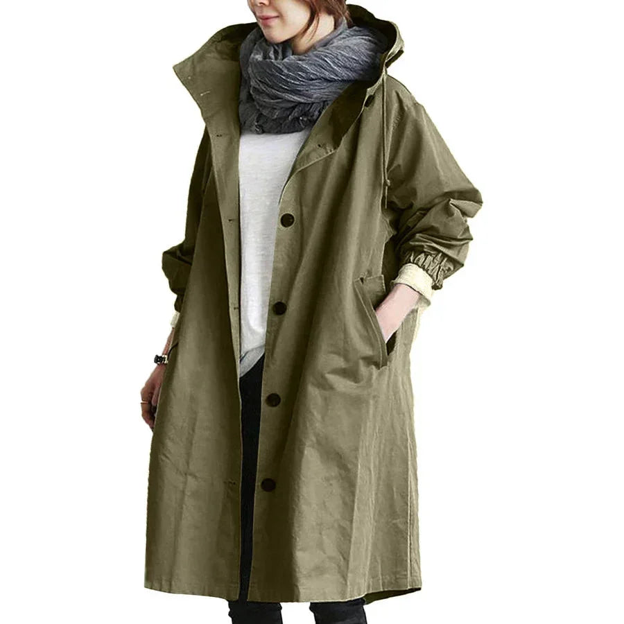 W&W Mode | Mit Kapuze Übergroß Parka Jacke Regenjacke für Damen