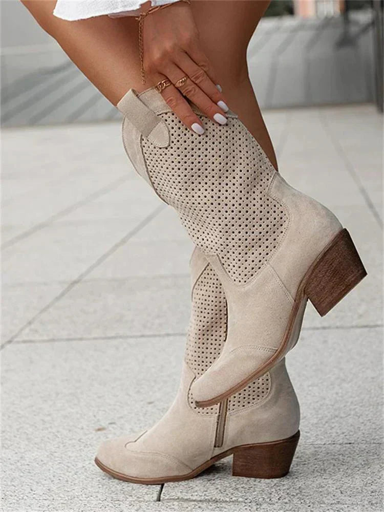 W&W Mode | Atmungsaktive Schicke Cowboy-Stiefel Mit Reißverschluss