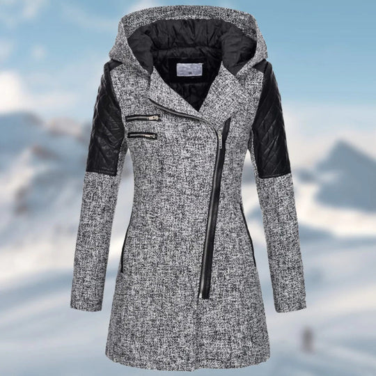 W&W Mode | Schicker Wintermantel mit Kapuze und Langen Reißverschluss für Frauen