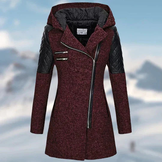 W&W Mode | Schicker Wintermantel mit Kapuze und Langen Reißverschluss für Frauen