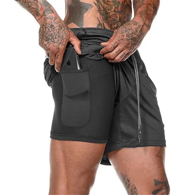 W&W Mode | Herren 2 in 1 Laufshorts Schnelltrocknend Für Sport Und Training Selfico