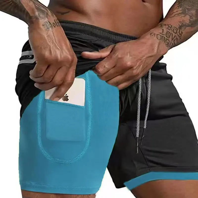 W&W Mode | Herren 2 in 1 Laufshorts Schnelltrocknend Für Sport Und Training Selfico