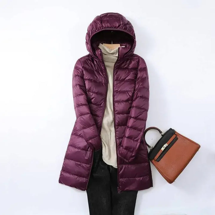 W&W Mode - Damen tragbarer Puffer-Mantel mit abnehmbarer Kapuze
