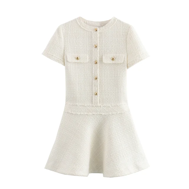 W&W Mode Kleid - Slim Fit - Rundhalsausschnitt - Polyester - Sommer