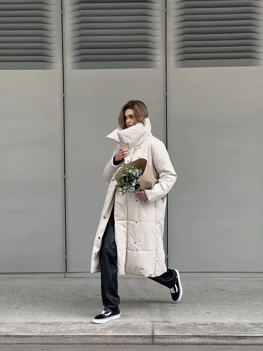W&W Mode | Langer Wintermantel mit breitem elegantem Kragen