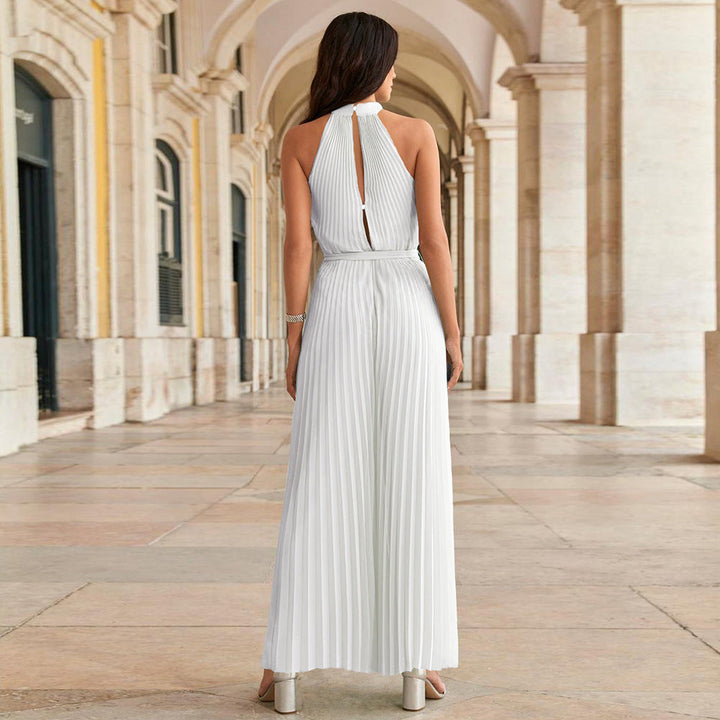 W&W Mode | Weißer Plissierter Jumpsuit