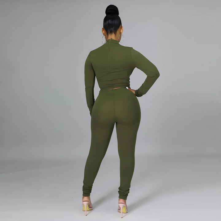 W&W Mode | Zweiteiliges Set mit Kurzem Kunstleder-Korsett und High-Waist-Hose