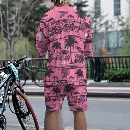 W&W Mode Set - Rosa Palmen - Jacquard - Sommer