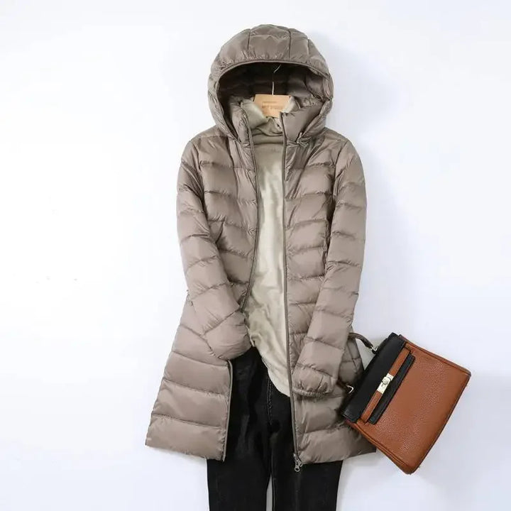 W&W Mode - Damen tragbarer Puffer-Mantel mit abnehmbarer Kapuze
