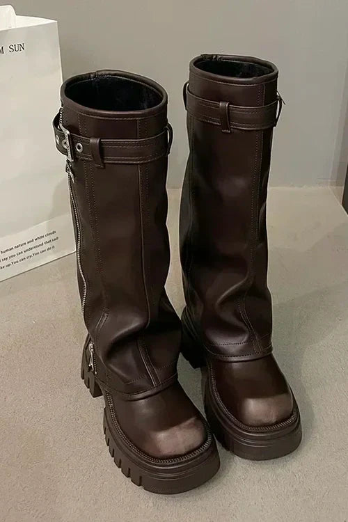 Kniehohe Damen-Lederstiefel