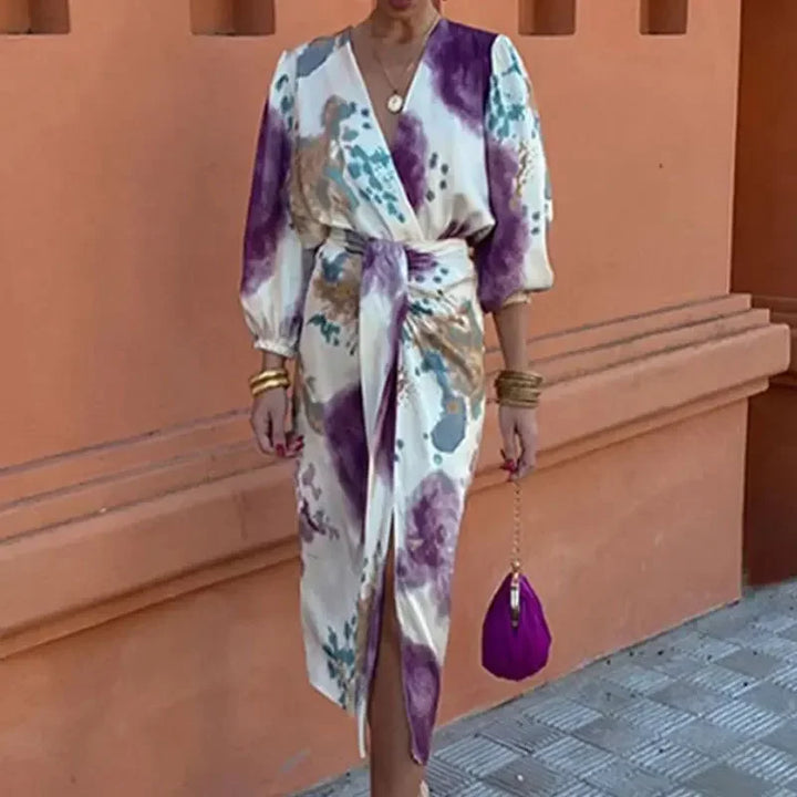 W&W Mode | Batik-Wickel-Midikleid mit Puffärmeln