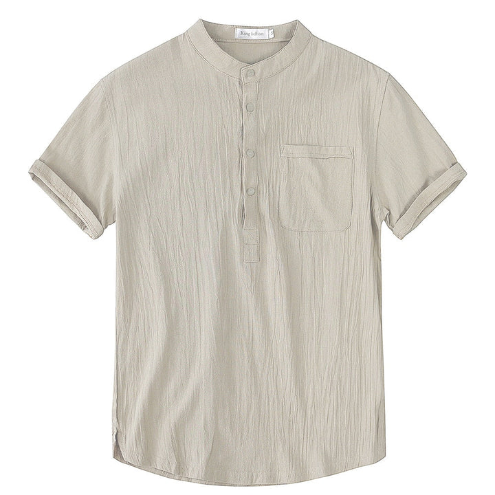 W&W Mode | Herren Kurzarm T-shirt Aus Leinen Baumwolle Atmungsaktiv