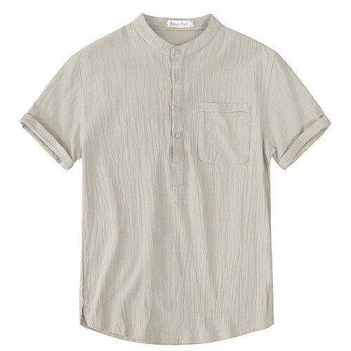 W&W Mode | Herren Kurzarm T-shirt Aus Leinen Baumwolle Atmungsaktiv