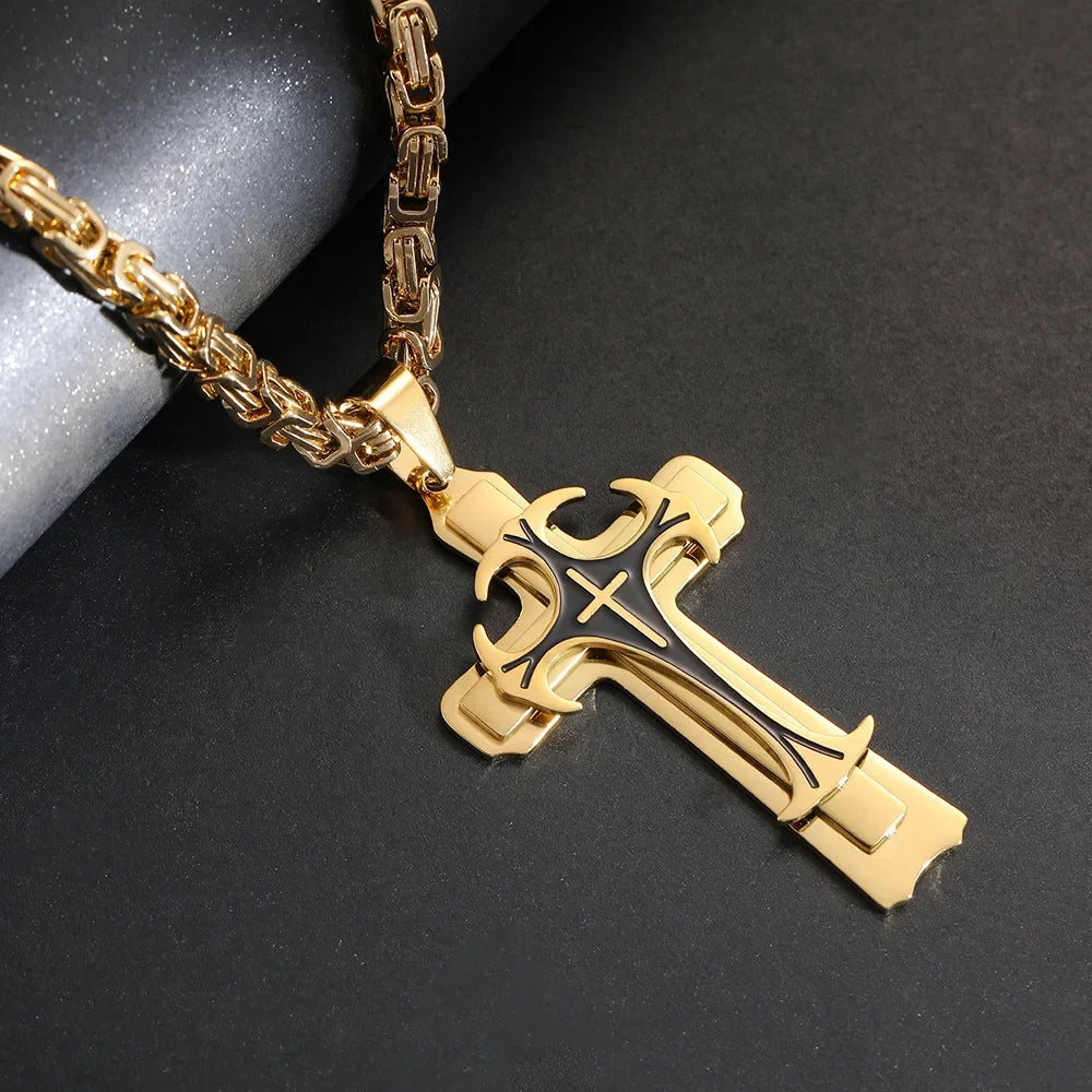 W&W Mode | Byzantinisches Kreuzanhänger Für Herren in Gold