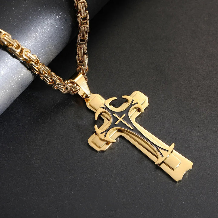 W&W Mode | Byzantinisches Kreuzanhänger Für Herren in Gold