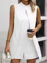 Damen Eleganter Overall mit ärmellosem Blazer und figurbetontem Schnitt W&W Mode