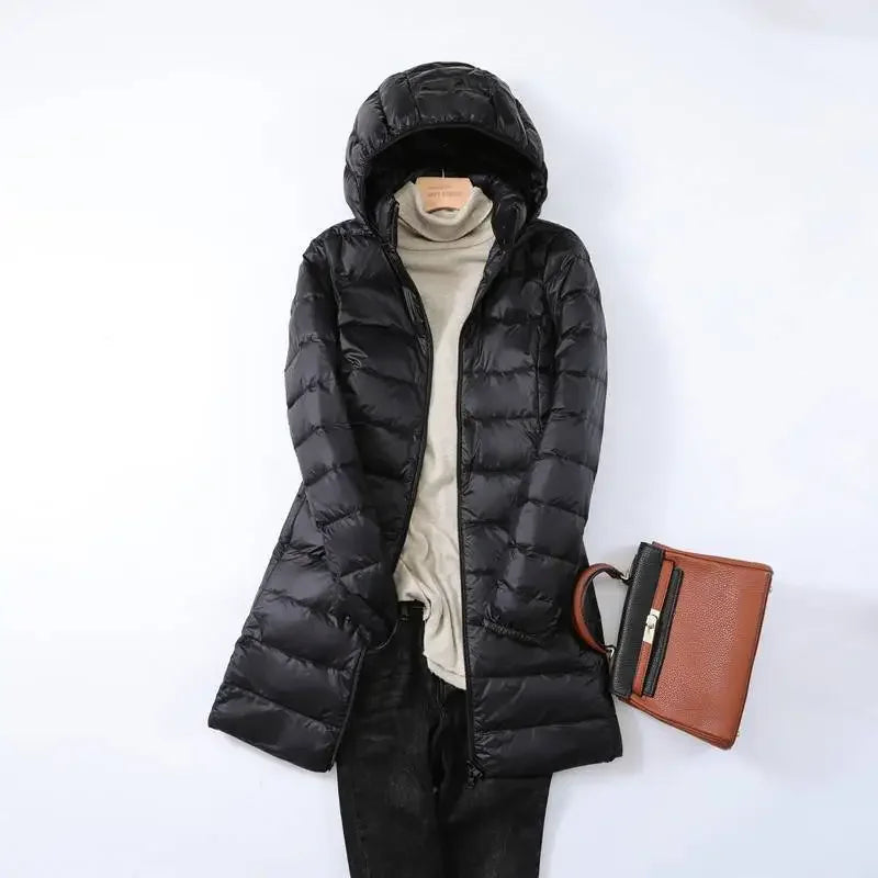 W&W Mode - Damen tragbarer Puffer-Mantel mit abnehmbarer Kapuze