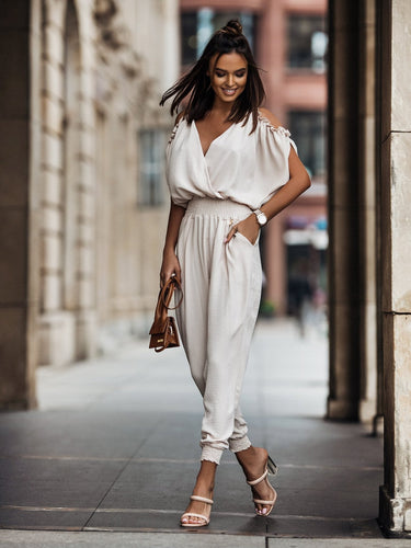 W&W Mode | Weißer Off-Shoulder Jumpsuit
