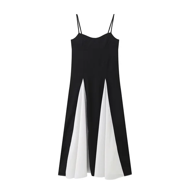 W&W Mode Kleid - Schwarz und weiß geteilt - Polyester - Sommer