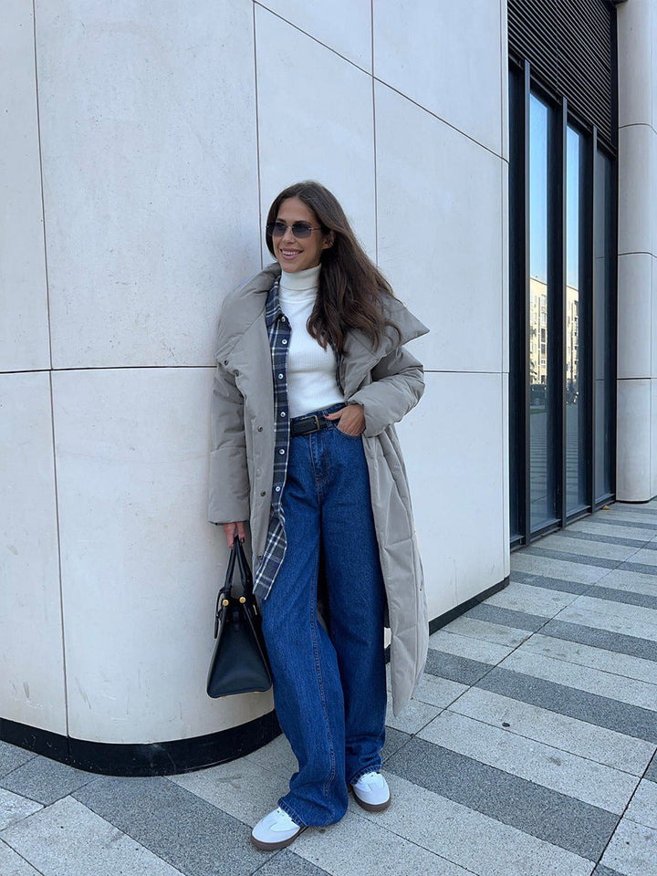 W&W Mode | Langer Wintermantel mit breitem elegantem Kragen