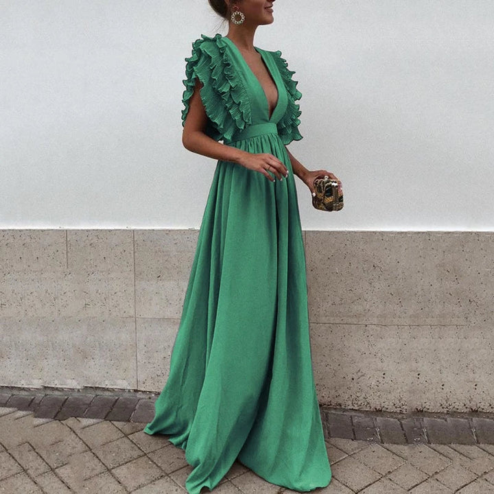 Damen Kleid mit V-Ausschnitt und lockerem Schnitt