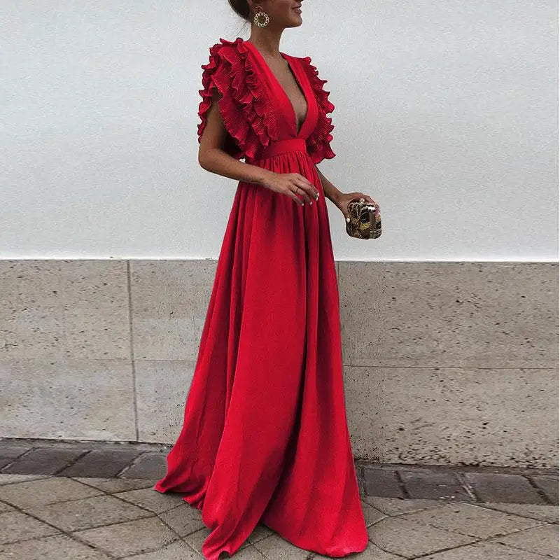Damen Kleid mit V-Ausschnitt und lockerem Schnitt