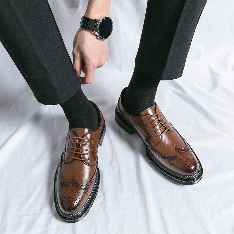 W&W Mode | Leder Formelle Loafers Für Herren Mit Brogue Detail Und Robuster Sohle