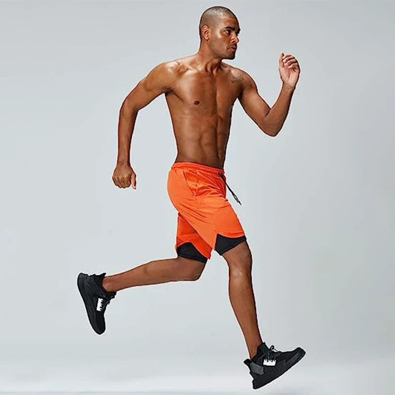 W&W Mode | Herren 2 in 1 Laufshorts Schnelltrocknend Für Sport Und Training Selfico
