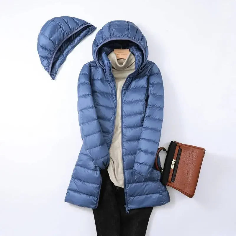 W&W Mode - Damen tragbarer Puffer-Mantel mit abnehmbarer Kapuze