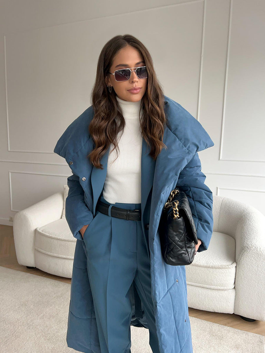 W&W Mode | Langer Wintermantel mit breitem elegantem Kragen