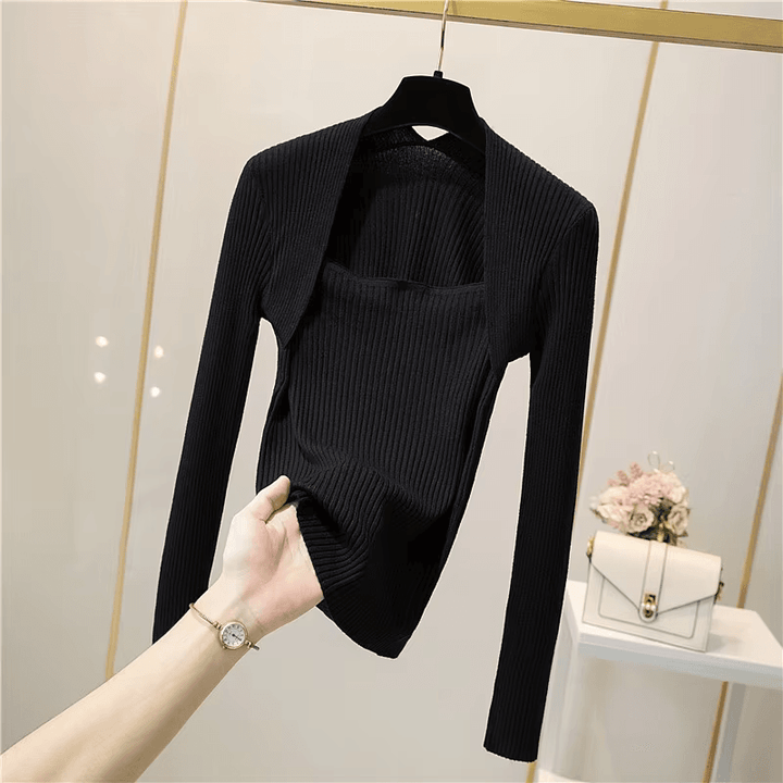 W&W Mode | Weicher, Warmer Strickpullover Mit Quadratischem Kragen