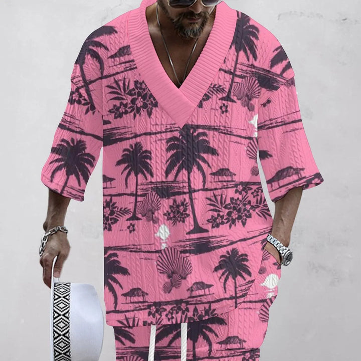 W&W Mode Set - Rosa Palmen - Jacquard - Sommer