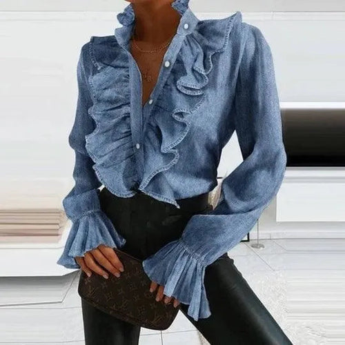 W&W Mode | Bluse mit Rüschen und Langen Ärmeln.