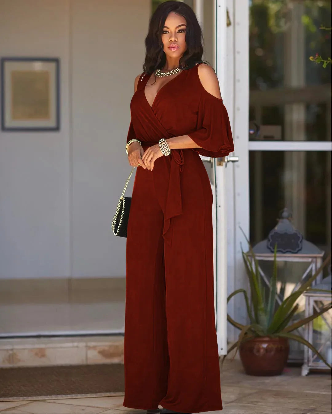 W&W Mode - Hohle Schulterpartie Jumpsuits