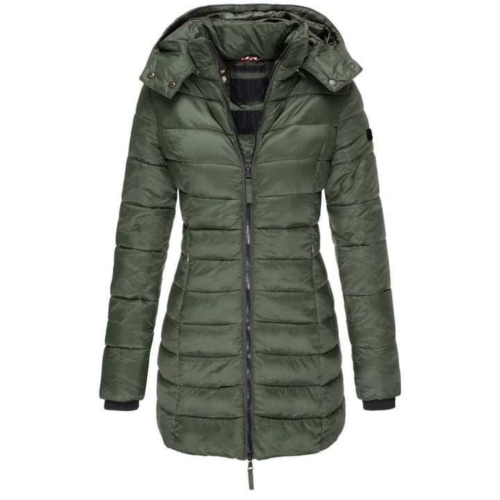 W&W Mode Damen Parka Mantel | Lange Winterjacke mit Kapuze und Daunenfüllung