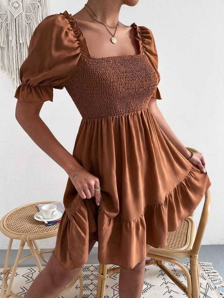 W&W Mode - Braunes Minikleid mit Puffärmeln